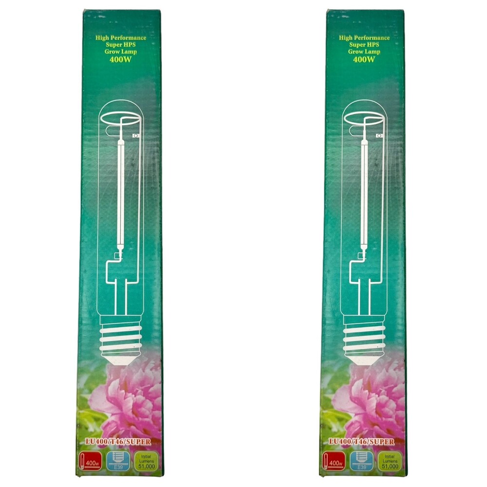 Two 400 W Metal Halide Grow Lamp Light E39 Socket 5200K MH400 T46 HOR